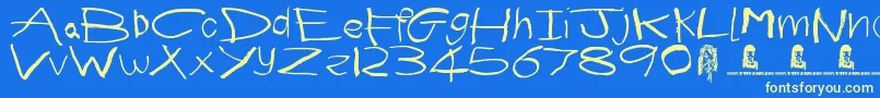 First Grader Font – Yellow Fonts on Blue Background