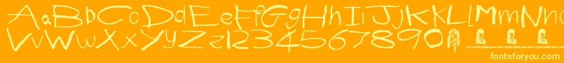 First Grader Font – Yellow Fonts on Orange Background