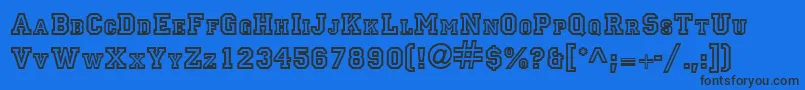 PrincetownitcNormal-Schriftart – Schwarze Schriften auf blauem Hintergrund