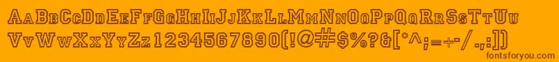 PrincetownitcNormal-Schriftart – Braune Schriften auf orangefarbenem Hintergrund