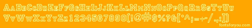 PrincetownitcNormal-Schriftart – Gelbe Schriften auf orangefarbenem Hintergrund