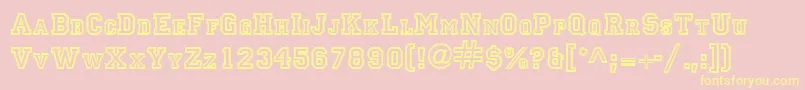 PrincetownitcNormal-Schriftart – Gelbe Schriften auf rosa Hintergrund