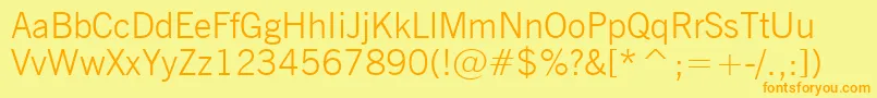 NewsGothicLightBt Font – Orange Fonts on Yellow Background