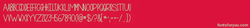 フォントKgonemorenight – 赤い背景に緑の文字