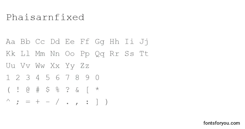 Шрифт Phaisarnfixed – алфавит, цифры, специальные символы