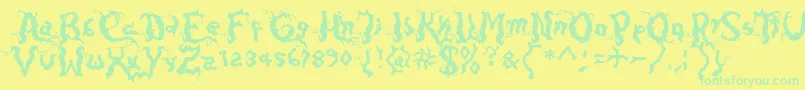 フォントDarkwood – 黄色い背景に緑の文字