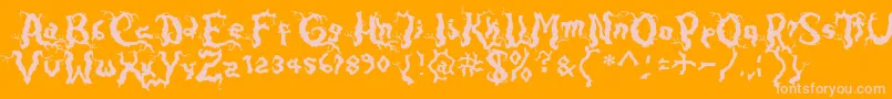 Darkwood-Schriftart – Rosa Schriften auf orangefarbenem Hintergrund
