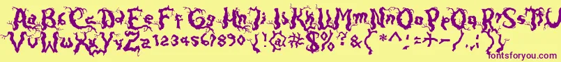 Darkwood Font – Purple Fonts on Yellow Background