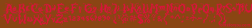 Darkwood-Schriftart – Rote Schriften auf braunem Hintergrund