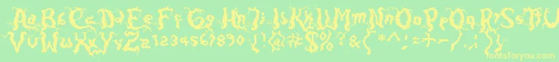 Darkwood-Schriftart – Gelbe Schriften auf grünem Hintergrund