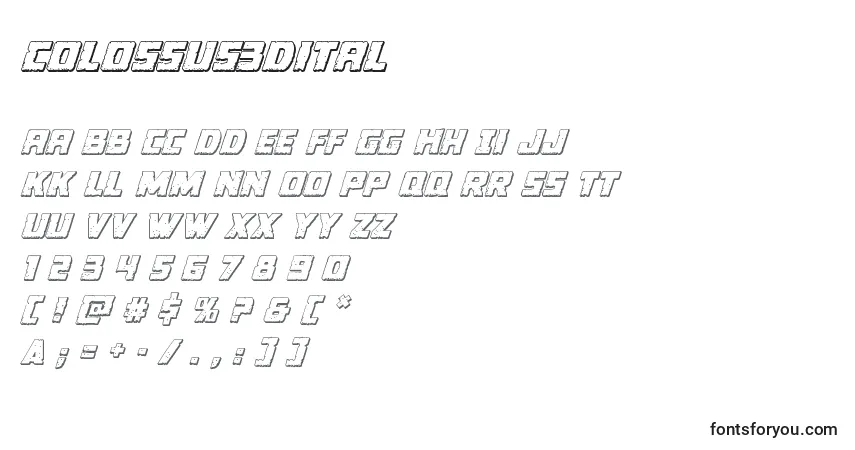 A fonte Colossus3Dital – alfabeto, números, caracteres especiais