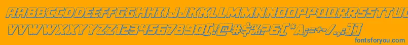 Colossus3Dital-Schriftart – Blaue Schriften auf orangefarbenem Hintergrund