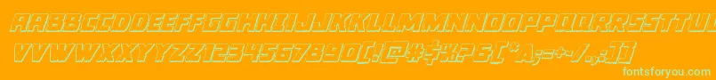 Colossus3Dital-Schriftart – Grüne Schriften auf orangefarbenem Hintergrund