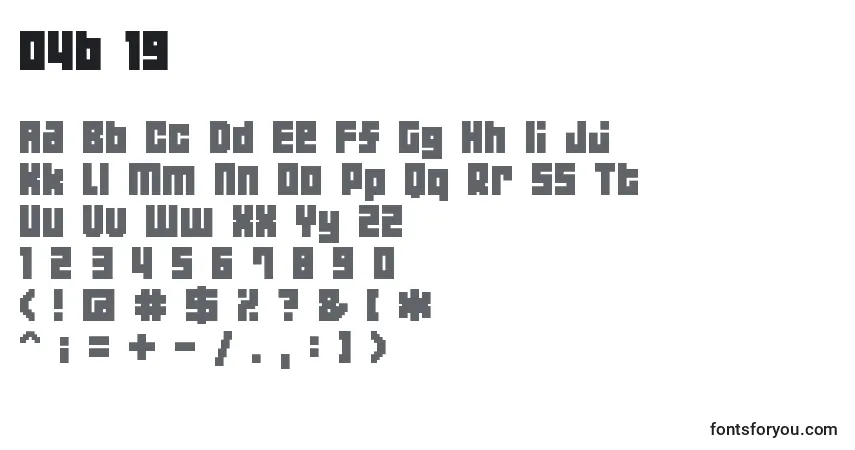 Czcionka 04b 19  – alfabet, cyfry, specjalne znaki