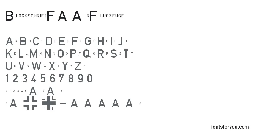 A fonte BlockschriftFР±rFlugzeuge – alfabeto, números, caracteres especiais