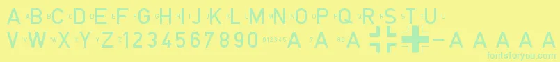 BlockschriftFР±rFlugzeuge-Schriftart – Grüne Schriften auf gelbem Hintergrund