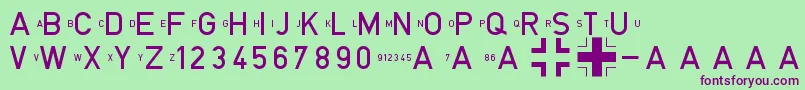 フォントBlockschriftFР±rFlugzeuge – 緑の背景に紫のフォント