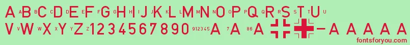 BlockschriftFР±rFlugzeuge Font – Red Fonts on Green Background