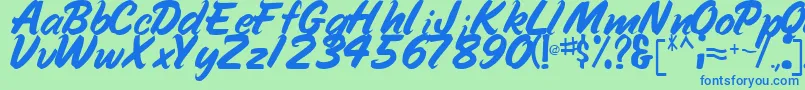 HandyRegular Font – Blue Fonts on Green Background