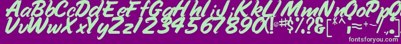 HandyRegular Font – Green Fonts on Purple Background