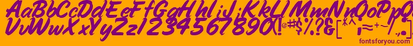 HandyRegular Font – Purple Fonts on Orange Background