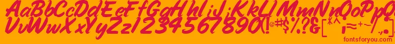 HandyRegular Font – Red Fonts on Orange Background