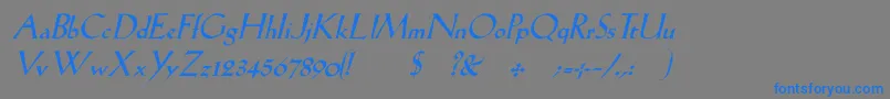 LilhvyItalic-Schriftart – Blaue Schriften auf grauem Hintergrund