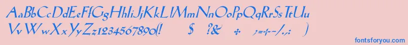 Fonte LilhvyItalic – fontes azuis em um fundo rosa