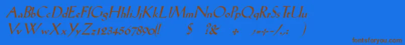 LilhvyItalic Font – Brown Fonts on Blue Background