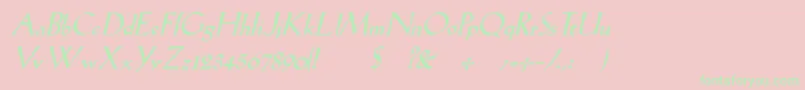 LilhvyItalic Font – Green Fonts on Pink Background