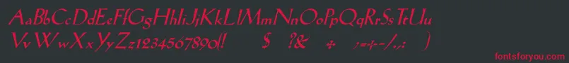 フォントLilhvyItalic – 黒い背景に赤い文字