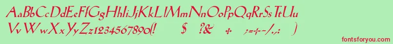 Fonte LilhvyItalic – fontes vermelhas em um fundo verde