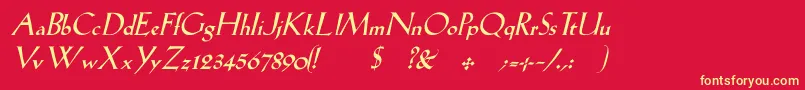 Fonte LilhvyItalic – fontes amarelas em um fundo vermelho