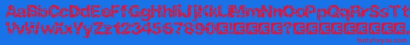 Czcionka Katalyst Inactive Brk – czerwone czcionki na niebieskim tle