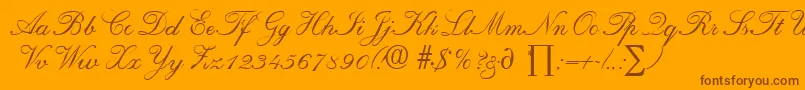 RegencyDb-Schriftart – Braune Schriften auf orangefarbenem Hintergrund