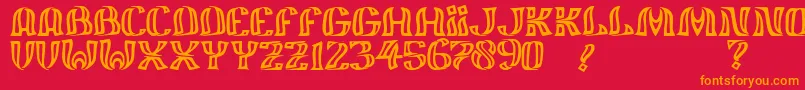 フォントJmhFelizOut – 赤い背景にオレンジの文字