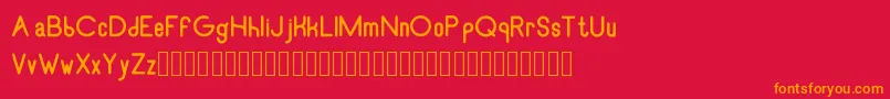 フォントRecinosscriptBold – 赤い背景にオレンジの文字