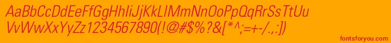 PartnerlightcondensedItalic Font – Red Fonts on Orange Background
