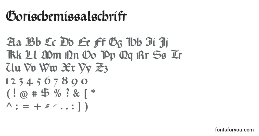 Schriftart Gotischemissalschrift – Alphabet, Zahlen, spezielle Symbole