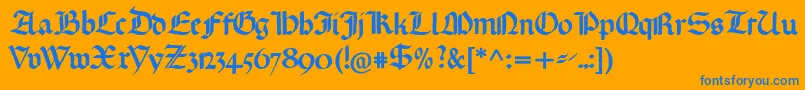 Gotischemissalschrift Font – Blue Fonts on Orange Background