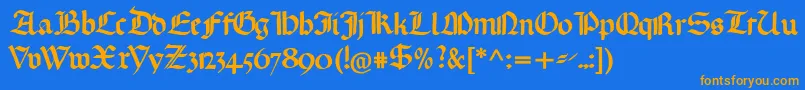 Gotischemissalschrift Font – Orange Fonts on Blue Background