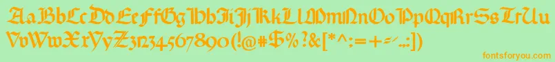 Gotischemissalschrift Font – Orange Fonts on Green Background