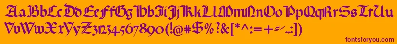 Gotischemissalschrift Font – Purple Fonts on Orange Background