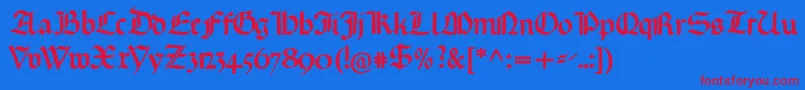 Gotischemissalschrift Font – Red Fonts on Blue Background