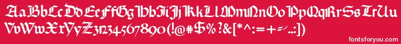 Czcionka Gotischemissalschrift – białe czcionki na czerwonym tle