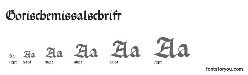 Rozmiary czcionki Gotischemissalschrift