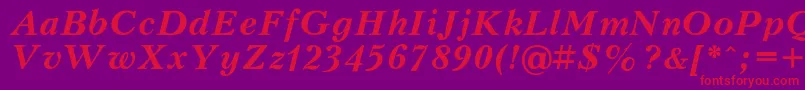 フォントPetert – 紫の背景に赤い文字