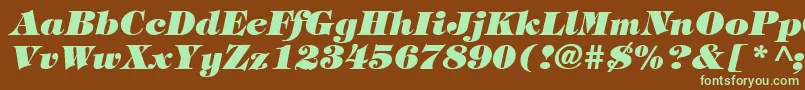 フォントTiffanyHeavyItalic – 緑色の文字が茶色の背景にあります。