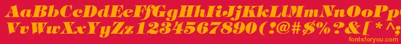 Fonte TiffanyHeavyItalic – fontes laranjas em um fundo vermelho