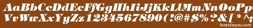 TiffanyHeavyItalic-fontti – valkoiset fontit ruskealla taustalla